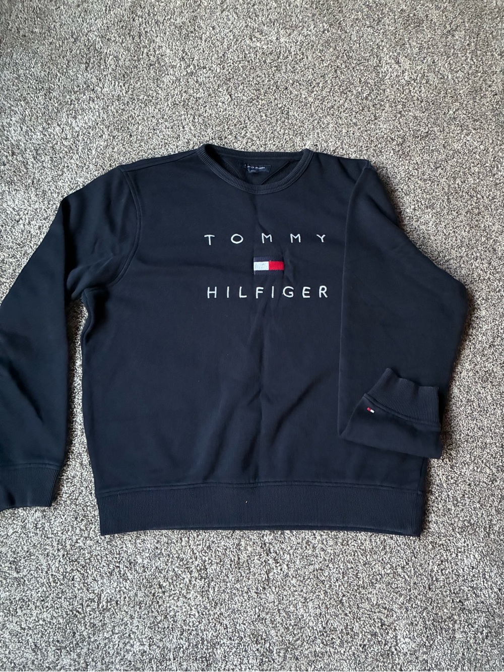 Tommy Hilfiger Blue Crewneck Sweatshirt with Signature Flag